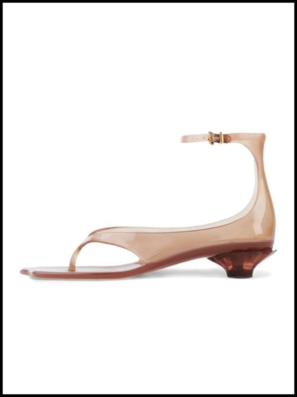 Jelly Kitten Heel Sandals with Ankle Strap Clear Thong Heels Summer Dress Shoes